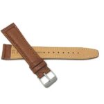 Back view of Tan Classic Leather Watch Strap, Padded with Stainless Steel Buckle