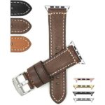 Bandini Mens Double Stitch Padded Leather Watch Strap for Apple Watch Series 6/5/4/3/2/1