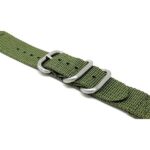 Bandini 2 Piece Nylon Nato Style Watch Strap for Apple Watch 38mm/40mm, Series 6/5/4/3/2/1 - Green with Stainless Steel Hook and Loop Buckle and Silver Tone Adapter
