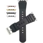 Bandini Black Mens Rubber Sports Watch Band for Apple Watch 38mm/40mm, Series 6/5/4/3/2/1