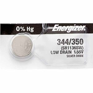 1 x Energizer 344 Watch Batteries, 1.55V, 0% MERCURY equivalent SR1136SW, 1136, 350