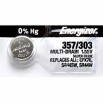 1 x Energizer 357 Watch Batteries, 1.55V, 0% MERCURY equivalent SR44SW, 44, 303