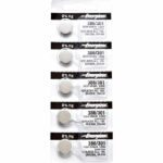 5 x Energizer 386 Watch Batteries, 1.55V, 0% MERCURY equivalent SR43SW, 301