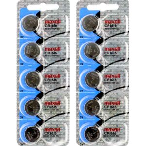 10 x Maxell 1616 Watch Batteries, 3V Lithium CR1616 Battery