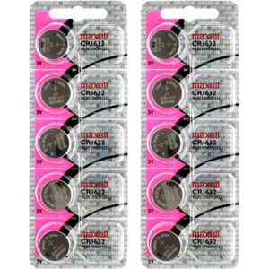 10 x Maxell 1632 Watch Batteries, 3V Lithium CR1632 Battery