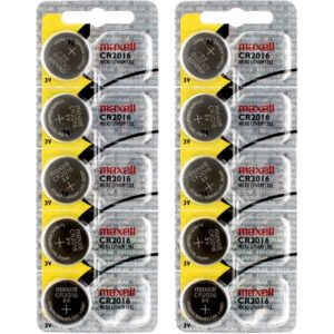 10 x Maxell 2016 Watch Batteries, 3V Lithium CR2016 Battery