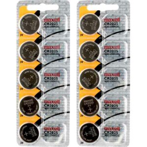 10 x Maxell 2025 Watch Batteries, 3V Lithium CR2025 Battery