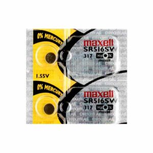 2 x Maxell 317 Watch Batteries, 0% MERCURY equivalent SR516SW Battery