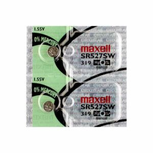 2 x Maxell 319 Watch Batteries, 0% MERCURY equivalent SR527SW Battery