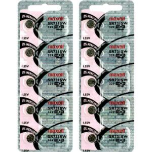 10 x Maxell 329 Watch Batteries, 0% MERCURY equivalent SR731SW Battery