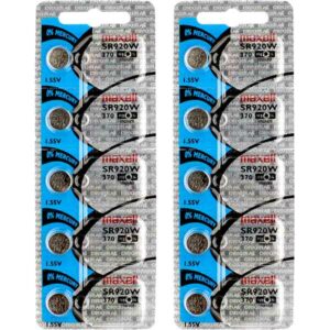 10 x Maxell 370 Watch Batteries, 0% MERCURY equivalent SR920W Battery