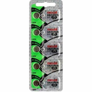 5 x Maxell 371 Watch Batteries, 0% MERCURY equivalent SR920SW Battery