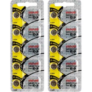 10 x Maxell 395 Watch Batteries, 0% MERCURY equivalent SR927SW, 927 Battery