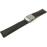 Angle view of Brown Mens Leather Watch Band with Deployment Buckle