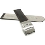 Back view of Brown Mens Leather Watch Band with Deployment Buckle