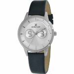 Daniel Klein Women's Watch - Leather Band - 36mm Analog - Quartz - Silver Tone/Black - DK11562-1