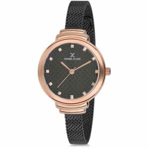 Daniel Klein Women's Watch - Milanese Mesh Band - 30mm Analog - Quartz - Rose Gold Tone/Black - DK11797-5