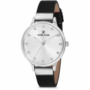 Daniel Klein Women's Watch - Leather Band - 34mm Analog - Quartz - Silver/Black - DK12039-1