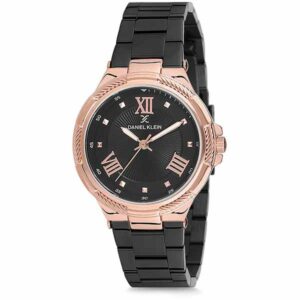 Daniel Klein Women's Watch - Stainless Steel Band - 35mm Analog - Quartz - Rose Gold Tone/Black - DK12086-5