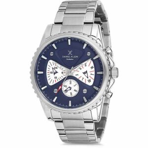 Daniel Klein Men's Watch - Stainless Steel Band - 44mm Analog - Quartz - Dark Blue/Silver Tone - DK12123-3