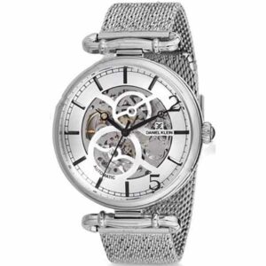 Daniel Klein Mens 46mm Skeleton Dial Automatic Watch, Silver Tone - - DK12149-1