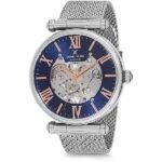 Daniel Klein Mens 45mm Skeleton Dial Automatic Watch, Silver Tone / Blue - - DK12154-5