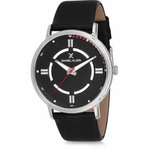 Daniel Klein Men's Watch - Leather Band - 43mm Analog - Quartz - Silver Tone/Black - DK12157-2