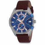 Daniel Klein Men's Watch - Leather Band - 46mm Analog - Quartz - Dark Blue/Dark Brown - DK12158-6