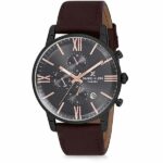 Daniel Klein Men's Watch - Leather Band - 43mm Analog - Quartz - Black/Dark Brown - DK12160-6