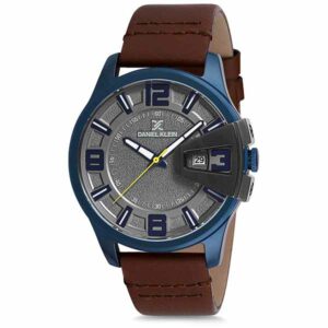 Daniel Klein Men's Watch - Leather Band - 45mm Analog - Quartz - Grey/Blue/Brown - DK12161-4