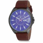 Daniel Klein Mens Watch - Leather Strap - 45mm Analog - Quartz - Textured Dial - Black/Brown - DK12172-5