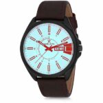 Daniel Klein Mens Watch - Leather Strap - 45mm Analog - Quartz - Textured Dial - Black/Brown - DK12172-6