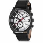 Daniel Klein Mens Watch - Leather Strap - 43mm Analog - Multifunction - Quartz - Dual Time - Black - DK12174-3