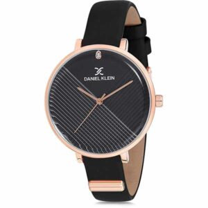 Daniel Klein Womens Watch - 35mm Analog - Quartz - Slim, Crystal Accented - Rose Gold Tone/Black - DK12185-4