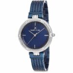 Daniel Klein Womens Watch - 34mm Analog - Quartz - Crystal Accented, Textured, Two-Tone - Silver Tone/Blue - DK12193-2