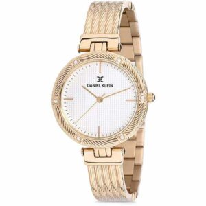 Daniel Klein Womens Watch - 34mm Analog - Quartz - Crystal Accented, Textured Dial - Gold Tone - DK12193-5