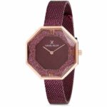 Daniel Klein Womens Octogon Watch - 34mm Analog - Quartz - Starry, Crystal Accented - Rose Gold Tone/Brown - DK12200-6