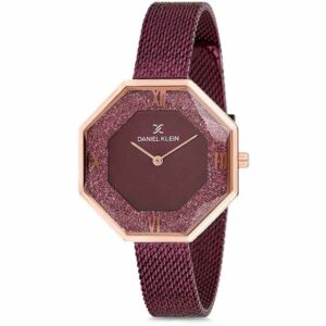 Daniel Klein Womens Octogon Watch - 34mm Analog - Quartz - Starry, Crystal Accented - Rose Gold Tone/Brown - DK12200-6