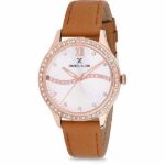 Daniel Klein Womens Watch - 38mm Analog - Quartz - Crystal Accented, Sunburst Dial - Rose Gold Tone/Brown - DK12207-3