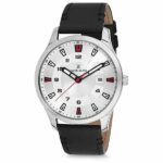 Daniel Klein Mens Watch - Leather Strap - 44mm Analog - Quartz - Silver Tone/Black - DK12218-1