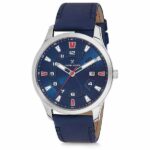 Daniel Klein Mens Watch - Leather Strap - 44mm Analog - Quartz - Silver Tone/Blue - DK12218-6