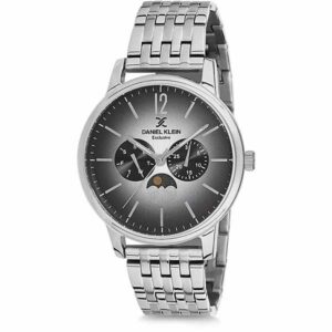 Daniel Klein Mens Watch - 42mm Analog - Multifunction, Quartz - Sun & Moon Phase, Moonphase - Silver Tone - DK12226-4