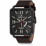 Daniel Klein Mens Square Watch - Leather Strap - 45mm Analog - Quartz - Black/Brown - DK12227-5