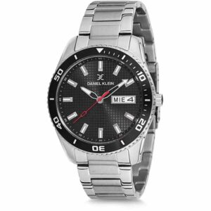 Daniel Klein Mens Watch - 44mm Analog - Quartz - Checker Texture, Two-Tone Bezel - Silver Tone - DK12237-3