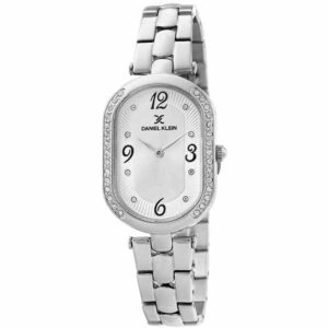 Daniel Klein Womens Oval Watch - Stainless Steel - 26mm Analog - Quartz - Crystal Accented - Silver Tone - DK12283-5