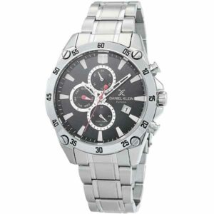 Daniel Klein Mens Watch - Stainless Steel - 45mm Analog - Multifunction - Quartz - Dual Time - Silver Tone - DK12302-1