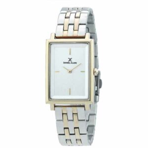 Daniel Klein Womens Rectangle Watch - 25mm Analog - Quartz - Minimalist, Two-Tone - Rose Gold and Silver Tone - DK12317-3