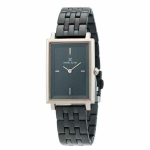 Daniel Klein Womens Rectangle Watch - 25mm Analog - Quartz - Minimalist, Two-Tone - Rose Gold Tone/Black - DK12317-6