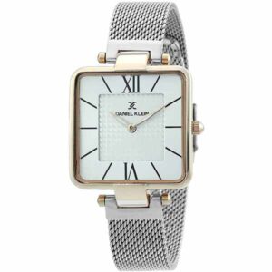 Daniel Klein Womens Square Watch - 30mm Analog - Quartz - Romaine Numerals - Rose Gold Tone/Silver Tone - DK12328-3