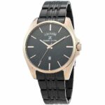 Daniel Klein Mens Watch - Stainless Steel - 44mm Analog - Quartz - Textured Dial - Rose Gold Tone/Black - DK12337-5